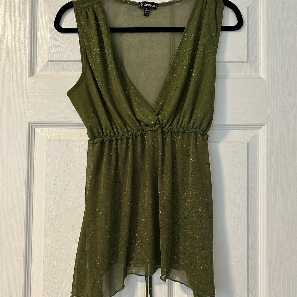 Le Chateau Olive Green Sleeveless Top Size L